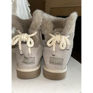 UGG Womens 1094329 Selene Bailey Bow Nautical Rope Gray Suede Boots Sz 8 CLEAN!